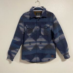 Jachs Jacket Men’s Size Small Blue Gray Aztec Print Wool blend Shacket Jacket